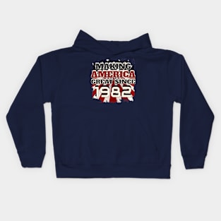 1982 Making America Great Patriotic US Born Birthday Kids Hoodie